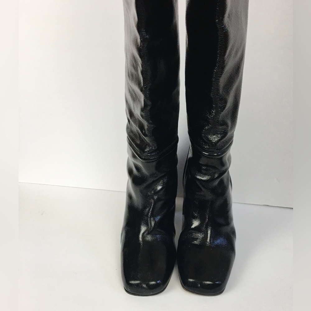 MARNI Made In Italy Designer Patent Leather Knee Boots In Black Size 41 (US11) - Picture 3 of 14
